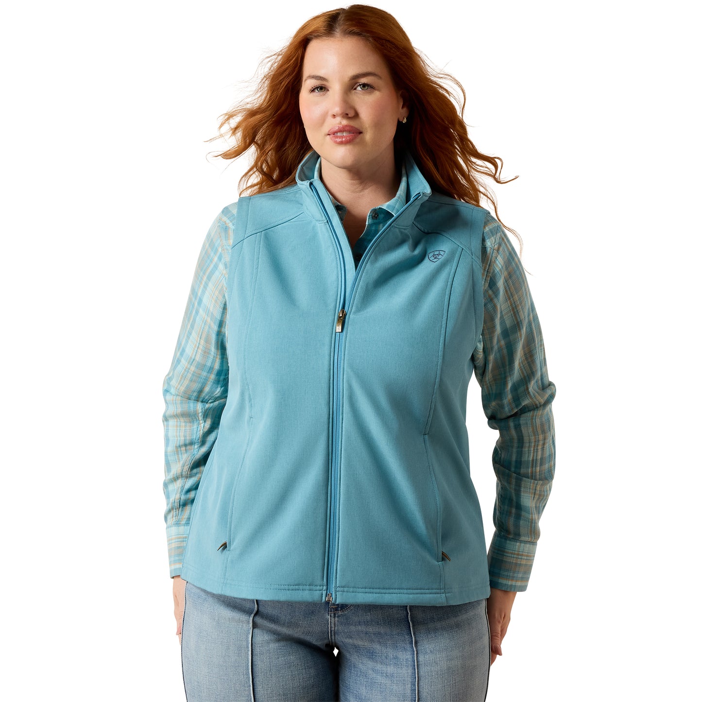 Ariat Ladies Adriatic Blue Heather Logo Softshell Vest 10079559
