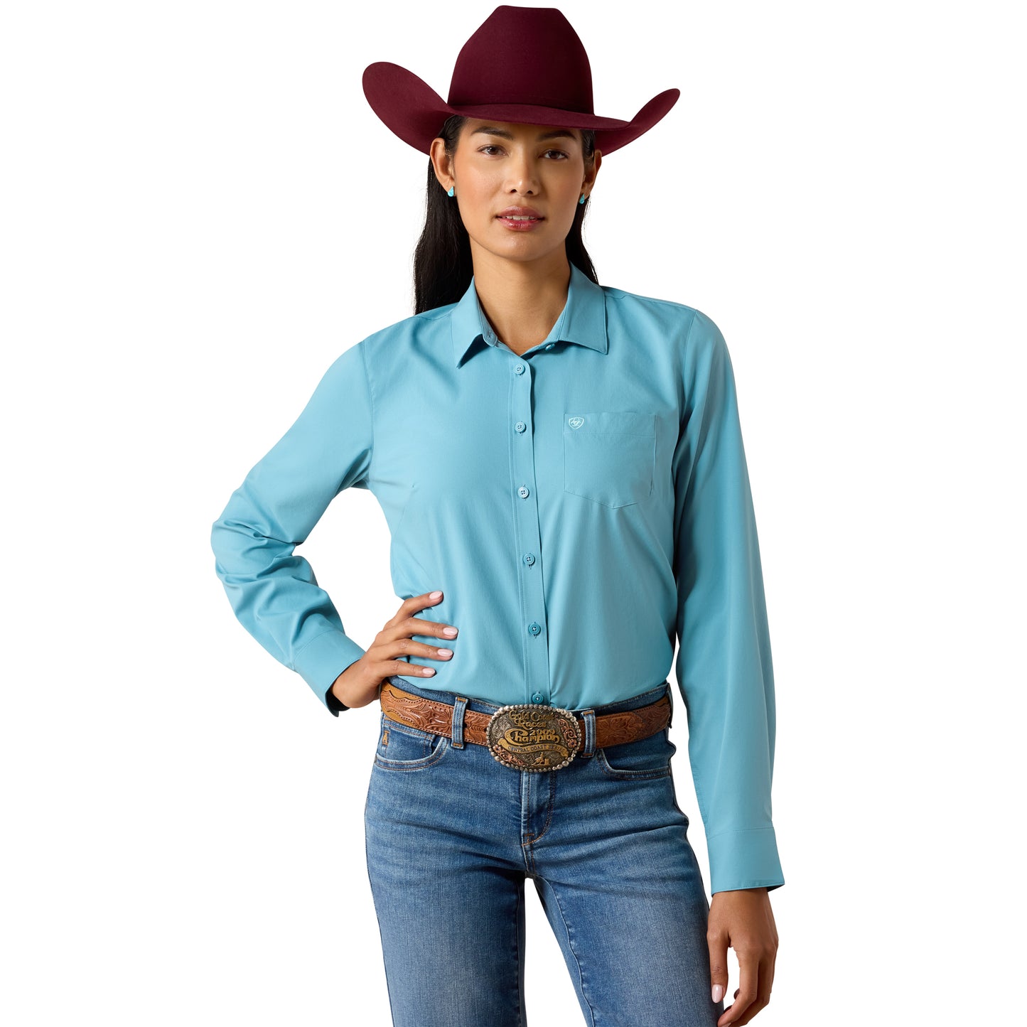 Ariat Ladies Kirby Pro Adriatic Blue Button Down Shirt 10079564
