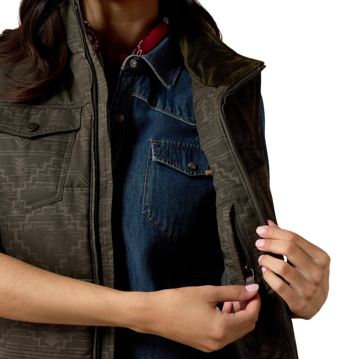 Ariat Ladies Beluga Rockwell Print Grizzly Quilted Vest 10079576