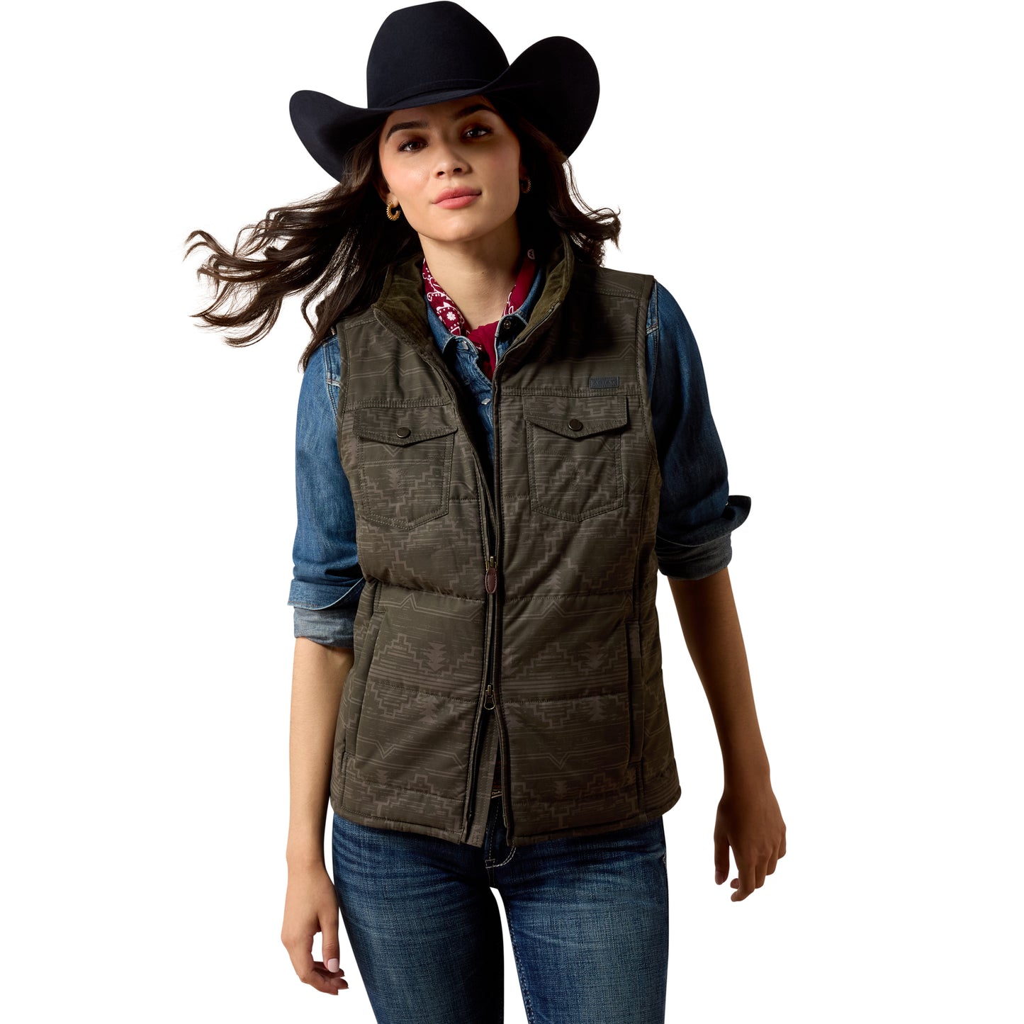 Ariat Ladies Beluga Rockwell Print Grizzly Quilted Vest 10079576