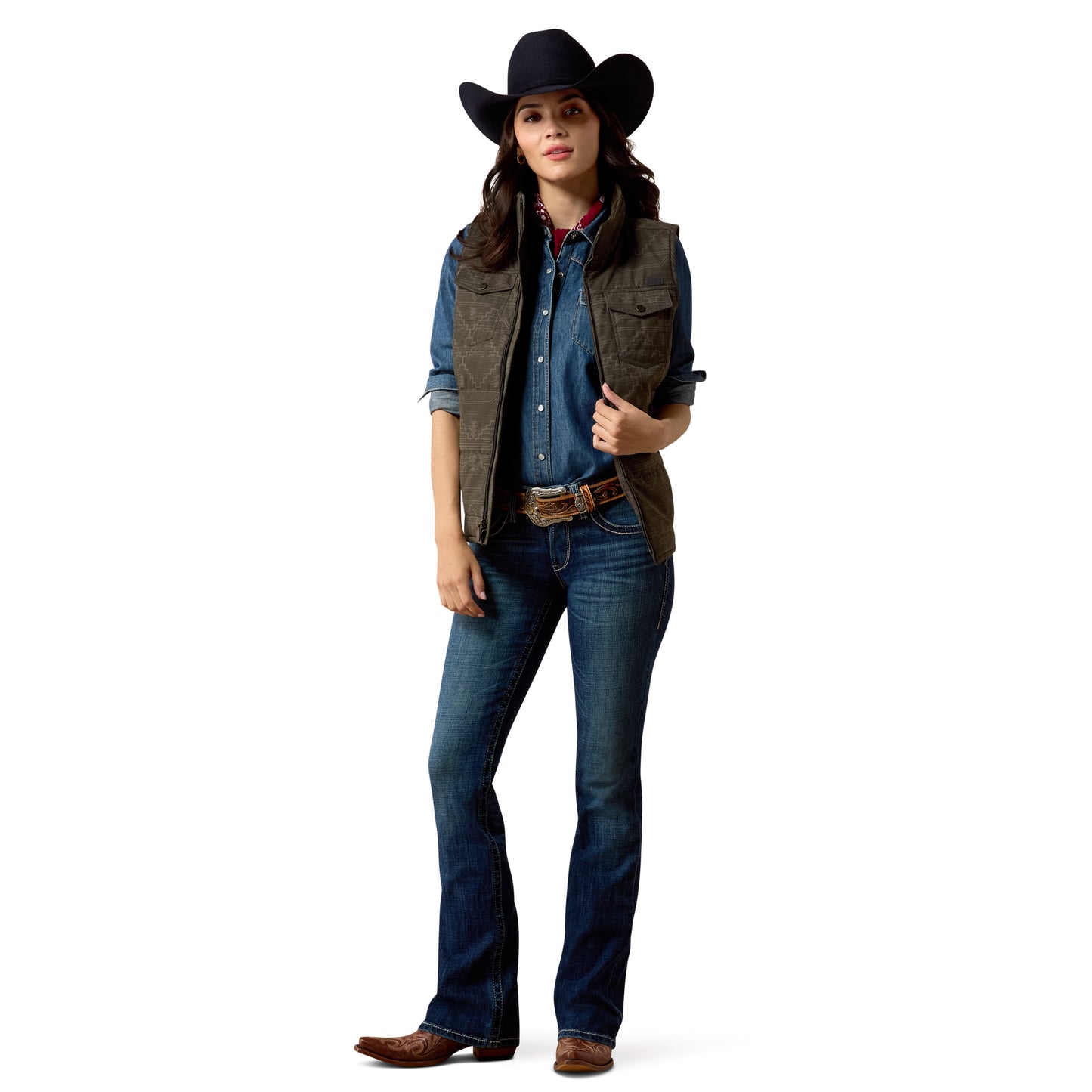 Ariat Ladies Beluga Rockwell Print Grizzly Quilted Vest 10079576