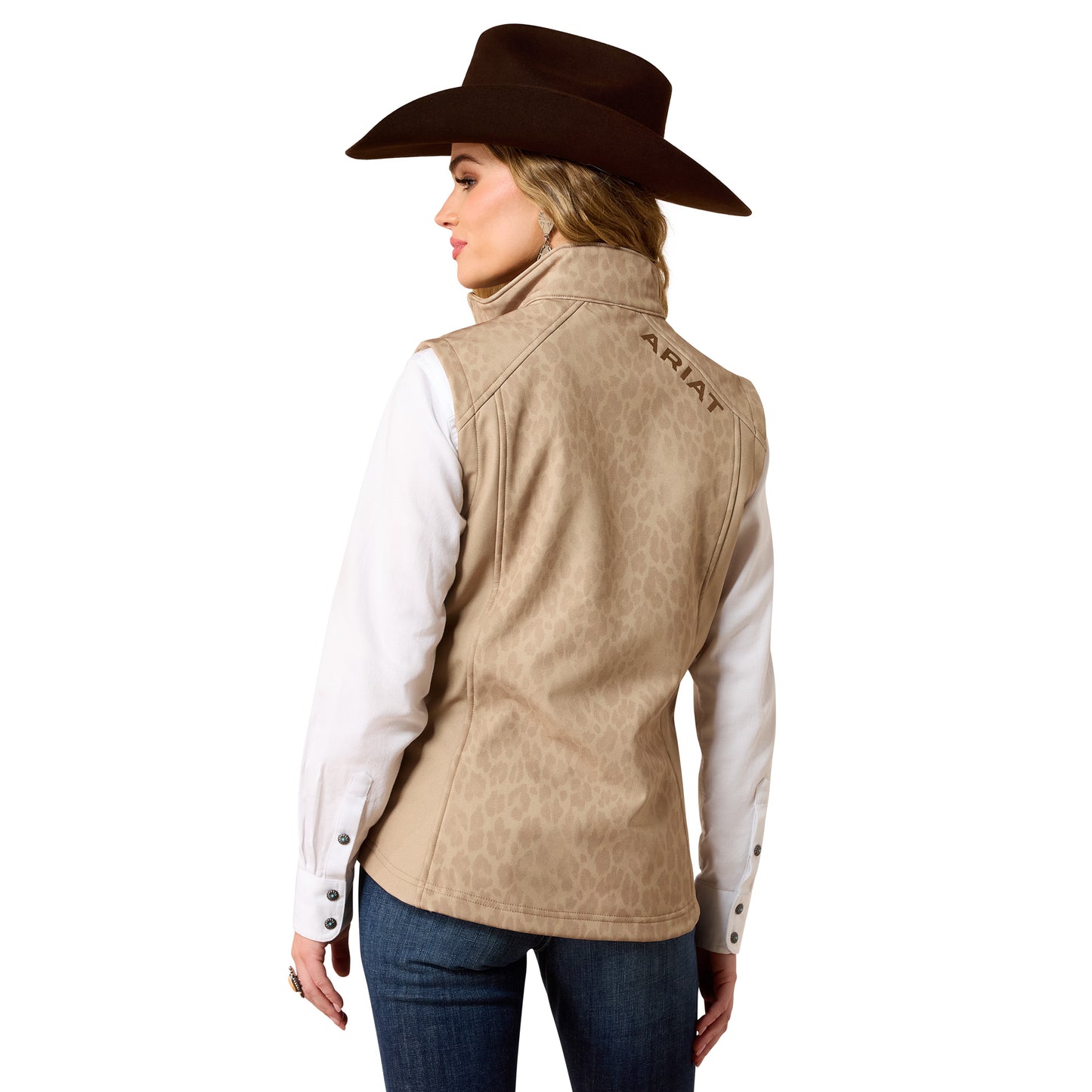 Ariat Ladies Faded Leopard Logo Softshell Print Vest 10079585