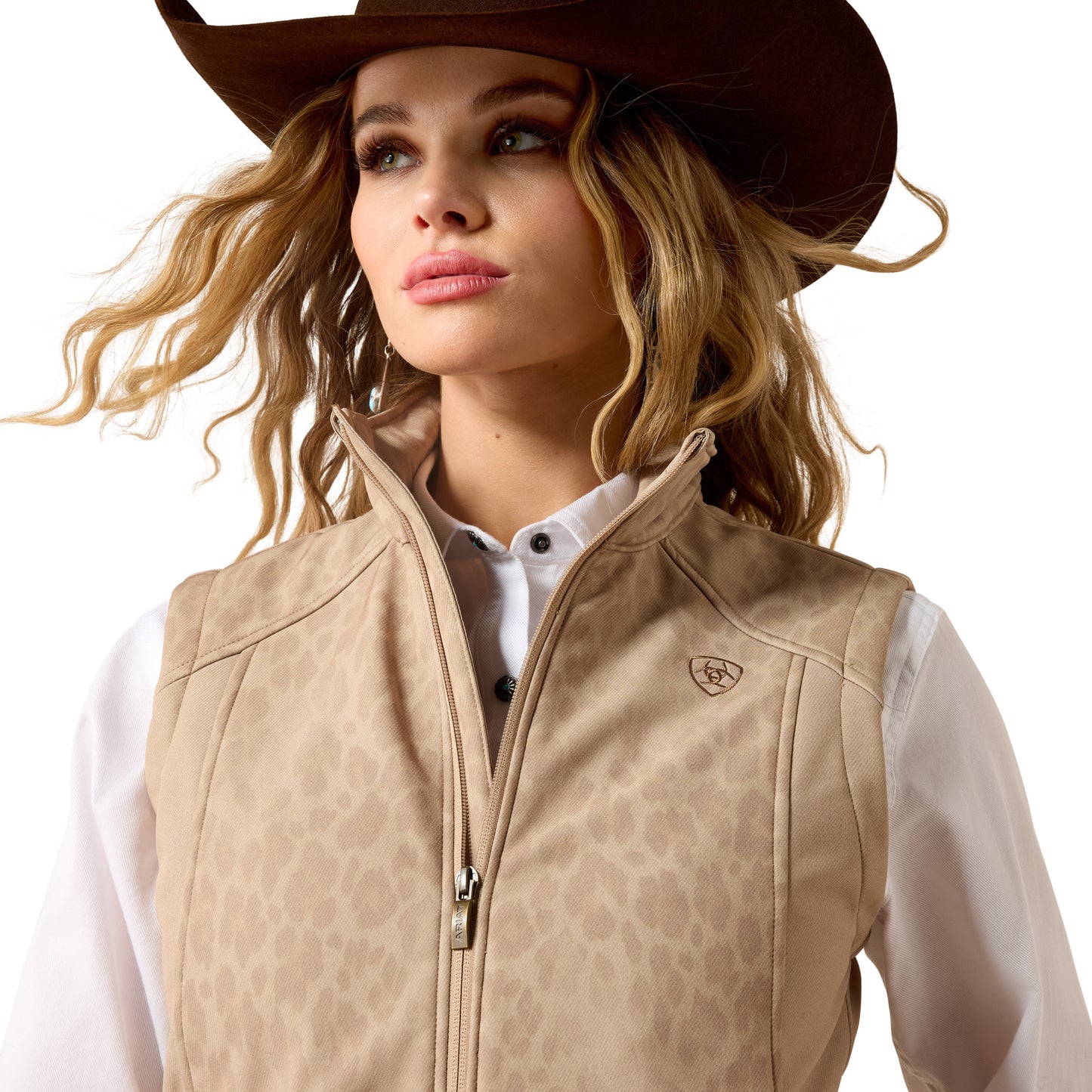 Ariat Ladies Faded Leopard Logo Softshell Print Vest 10079585