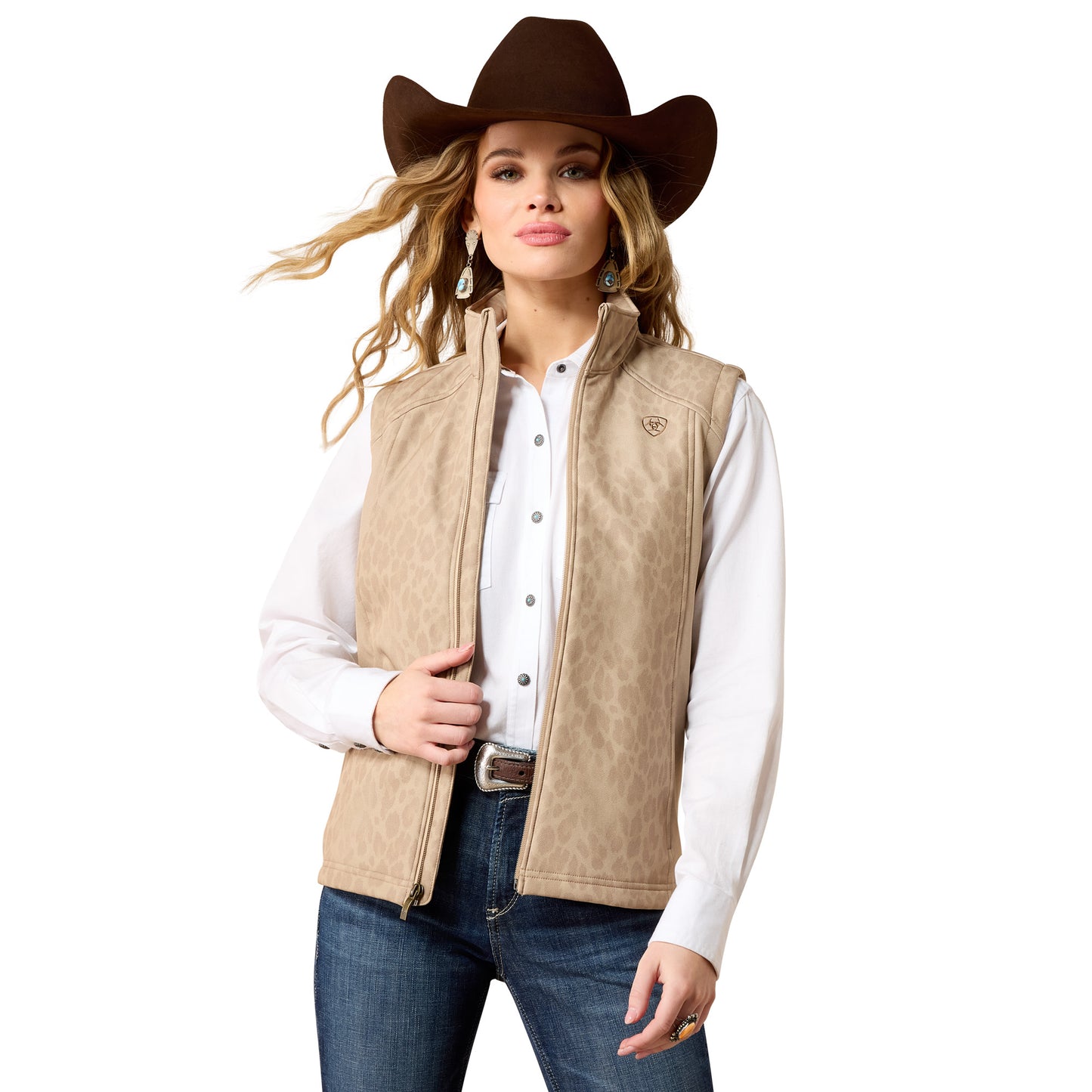 Ariat Ladies Faded Leopard Logo Softshell Print Vest 10079585