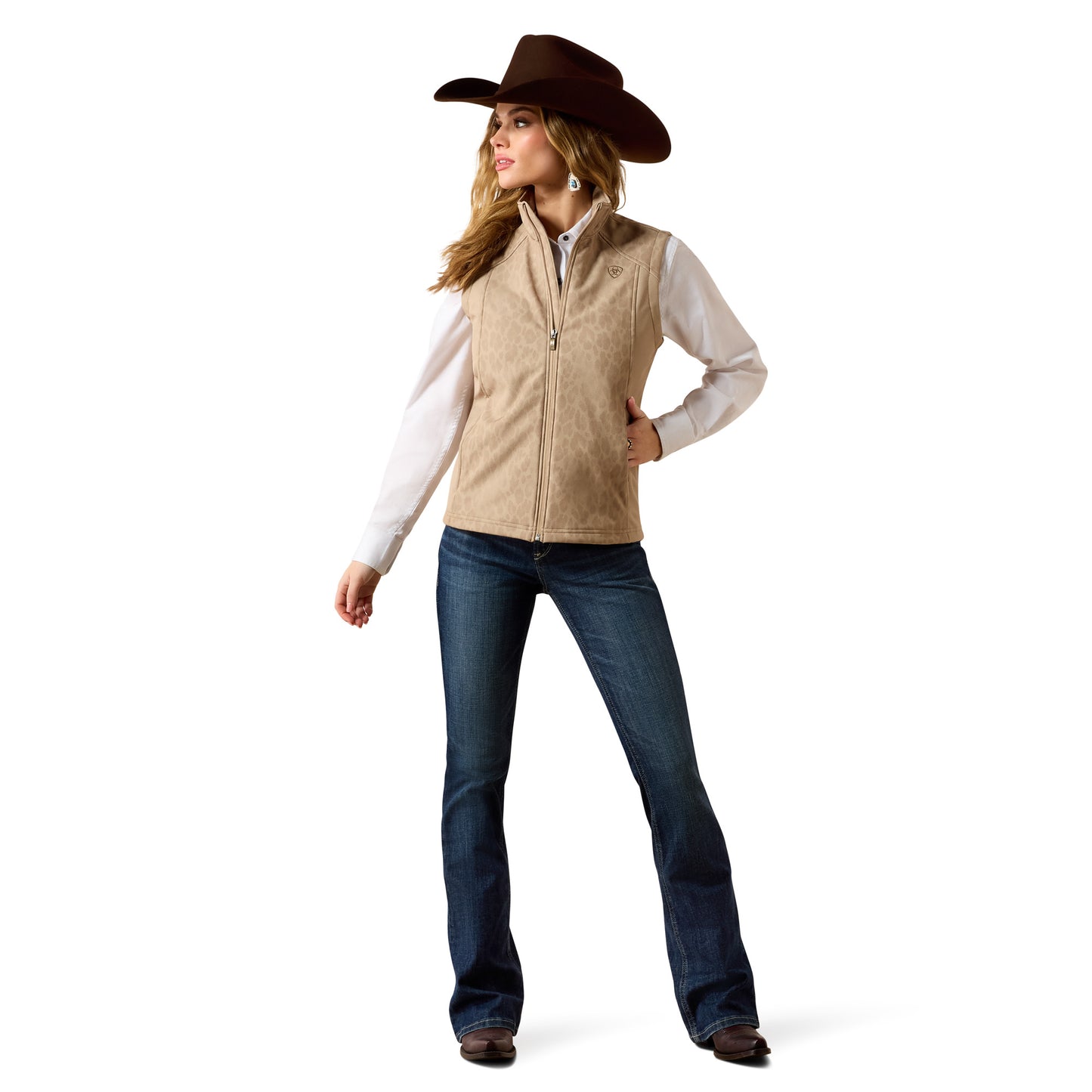Ariat Ladies Faded Leopard Logo Softshell Print Vest 10079585