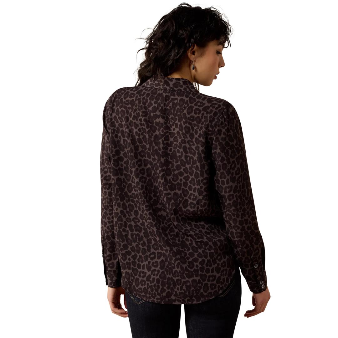 Ariat Ladies Grey Leopard Print Homestyle Button Down 10079603 back