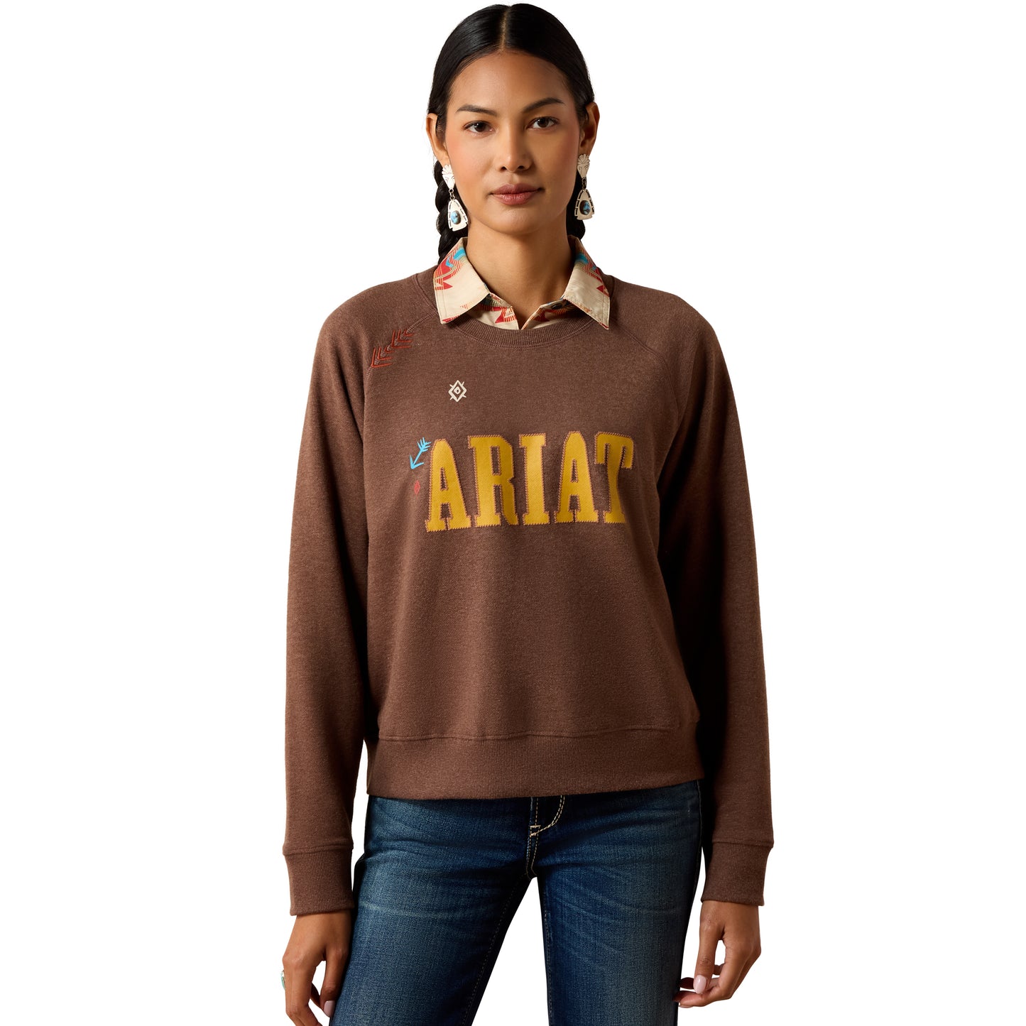 Ariat Ladies Essential Chicory Coffee Heather Crew Sweatshirt 10079633
