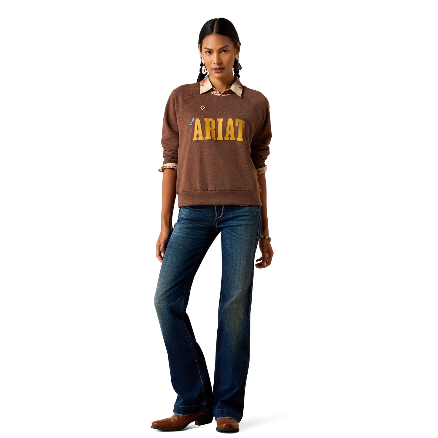 Ariat Ladies Essential Chicory Coffee Heather Crew Sweatshirt 10079633