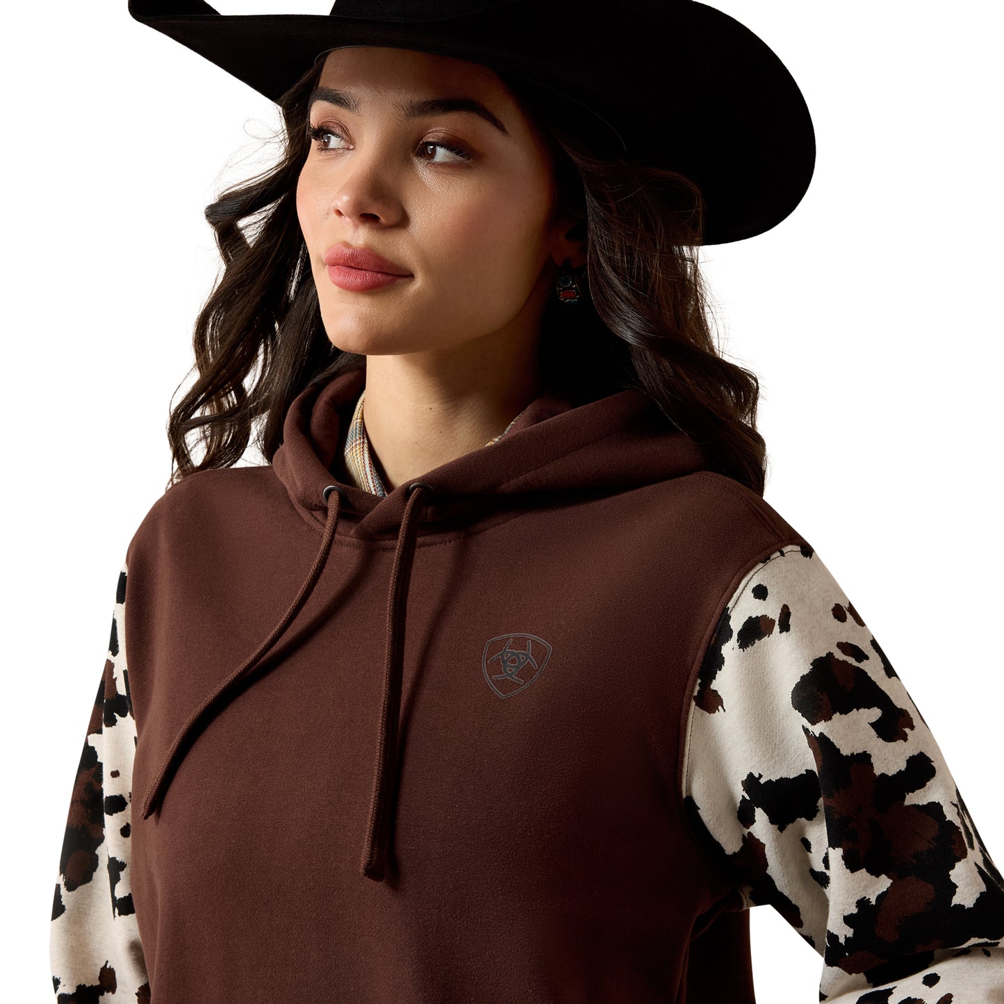 Ariat Ladies Logo 2.0 Chicory Coffee Printed Fleece Hoodie 10079635