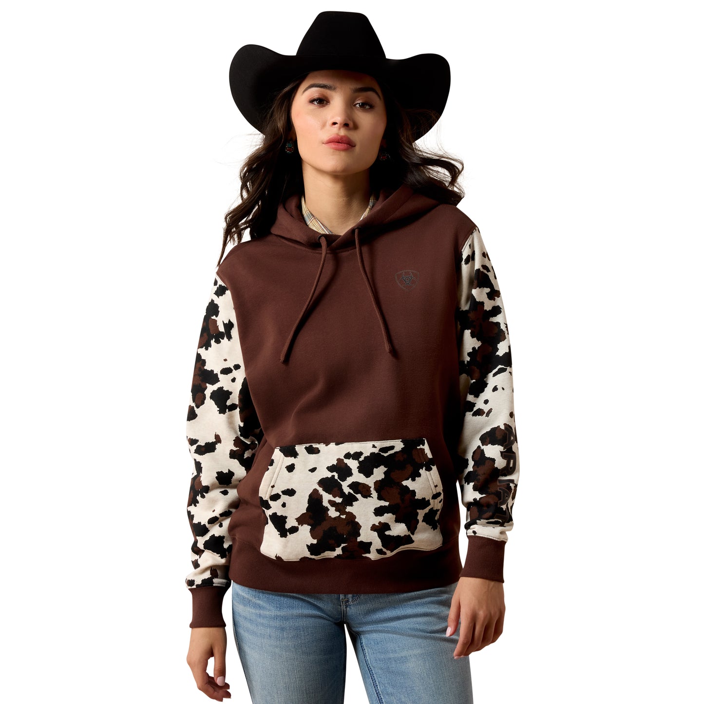 Ariat Ladies Logo 2.0 Chicory Coffee Printed Fleece Hoodie 10079635