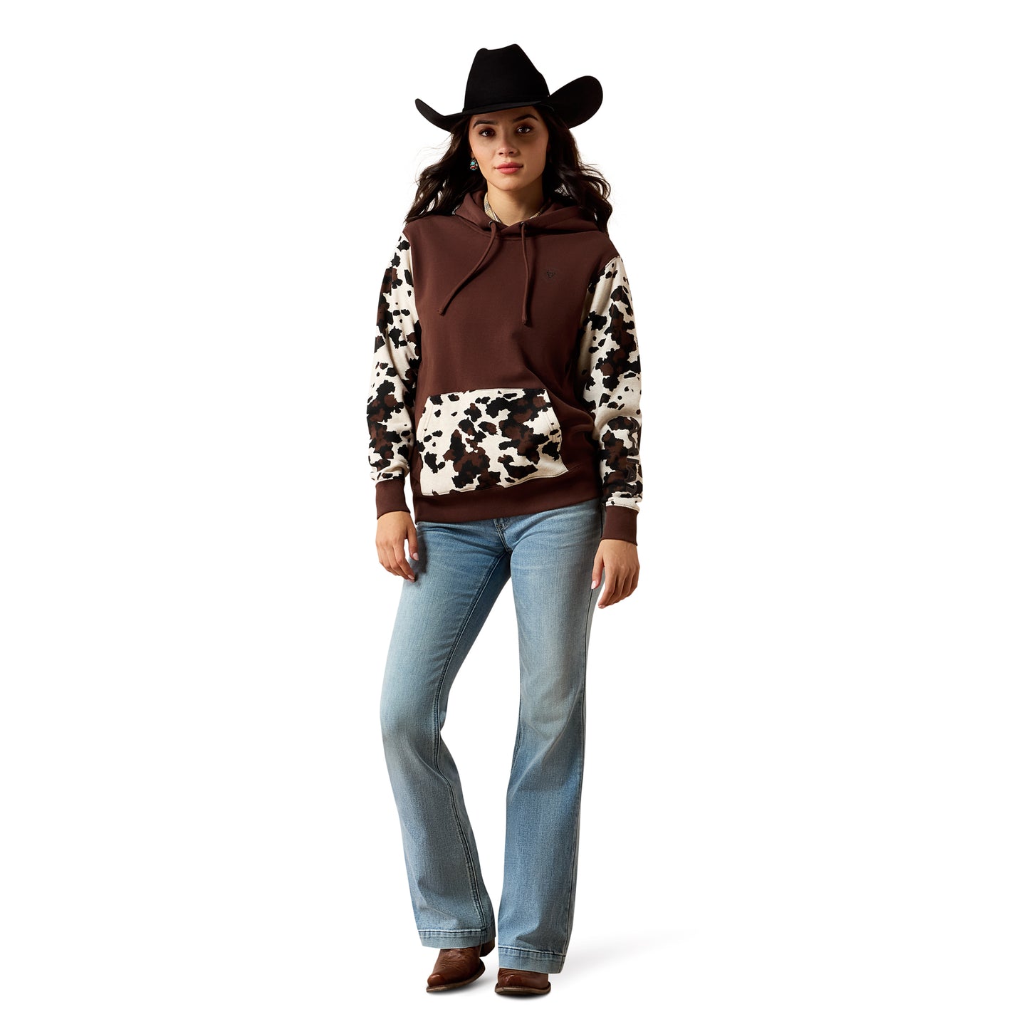 Ariat Ladies Logo 2.0 Chicory Coffee Printed Fleece Hoodie 10079635