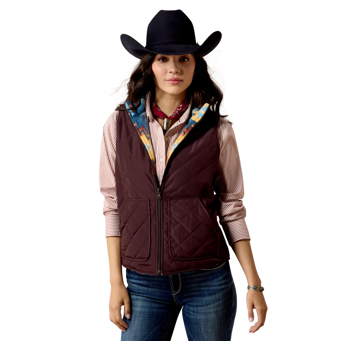 Ariat Ladies Dilon Plum Lakeside Southwest 2.0 Reversible insulated Vest 10079665