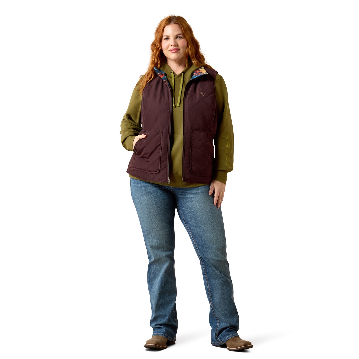 Ariat Ladies Dilon Plum Lakeside Southwest 2.0 Reversible insulated Vest 10079665