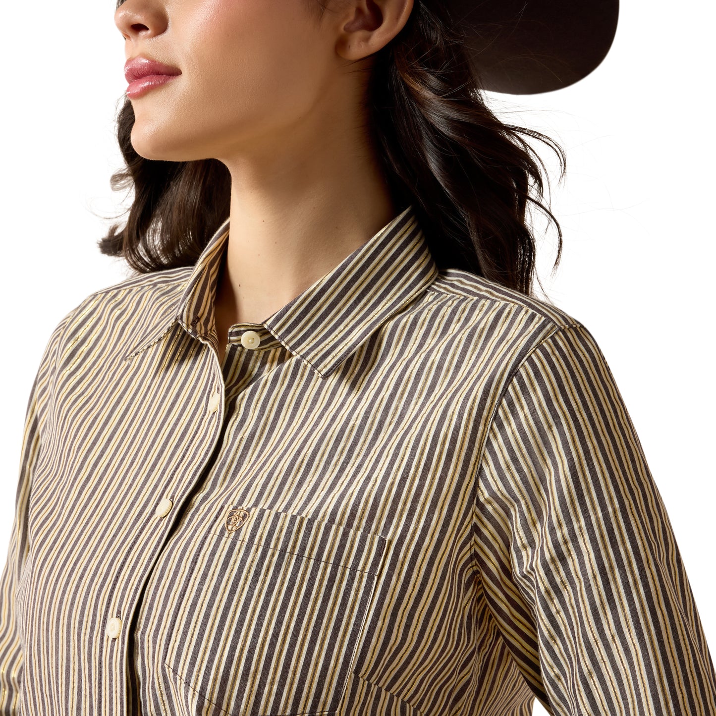 Ariat Ladies Team Kirby Chocolate Plum Stripe Shirt 10079667