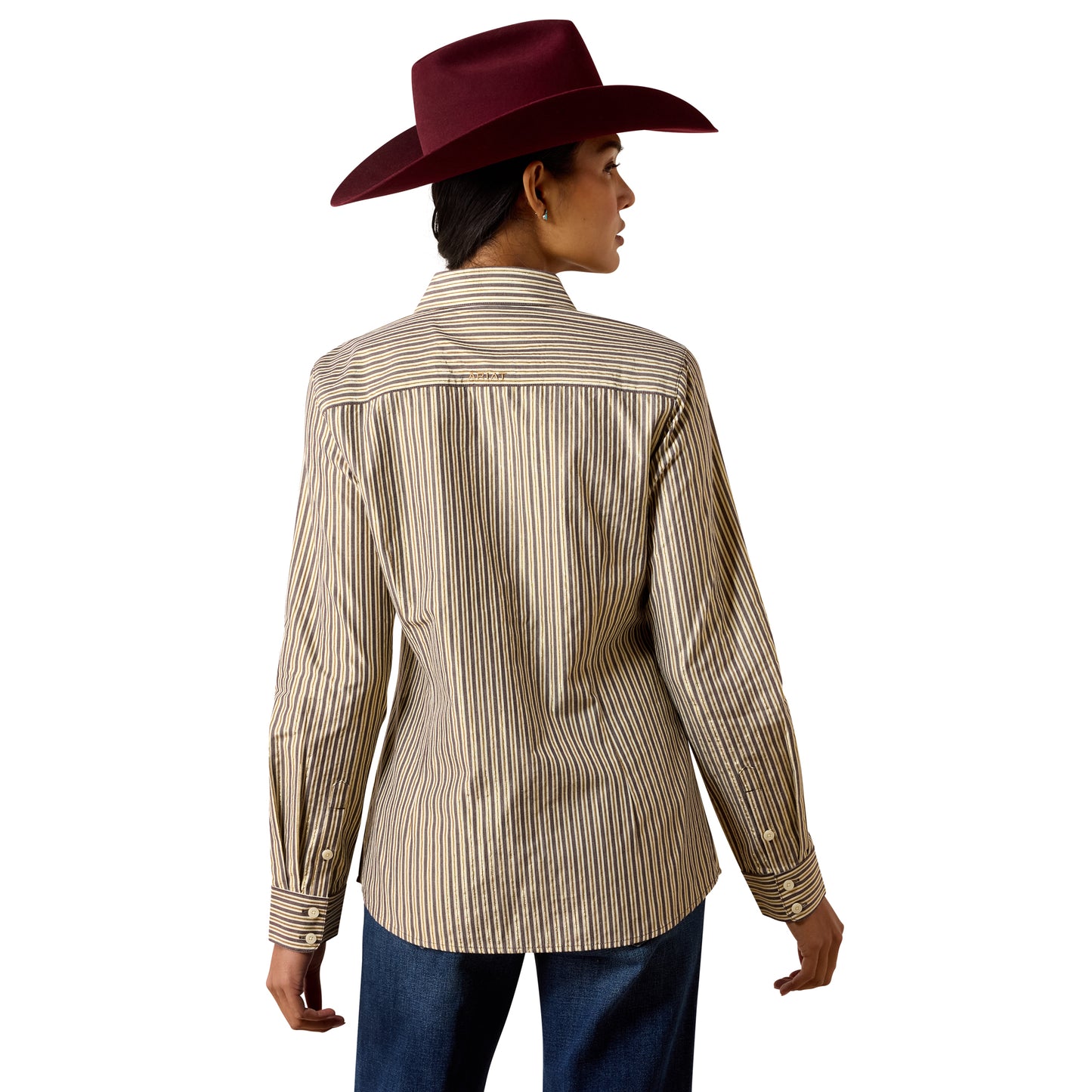 Ariat Ladies Kirby Stretch Chocolate Plum Striped Button Down Shirt 10079668