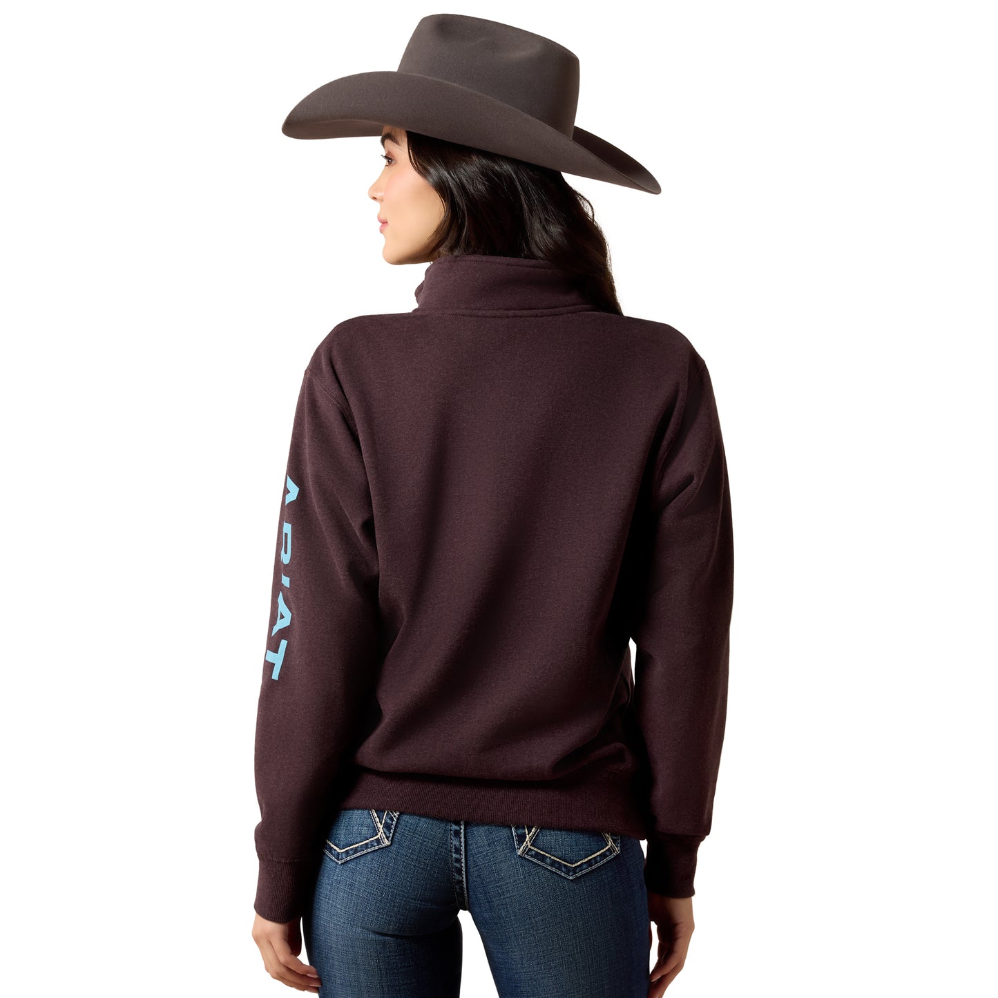 Ariat Ladies Foundation Logo Chocolate Plum Heather 1/2 Zip Sweatshirt 10079669