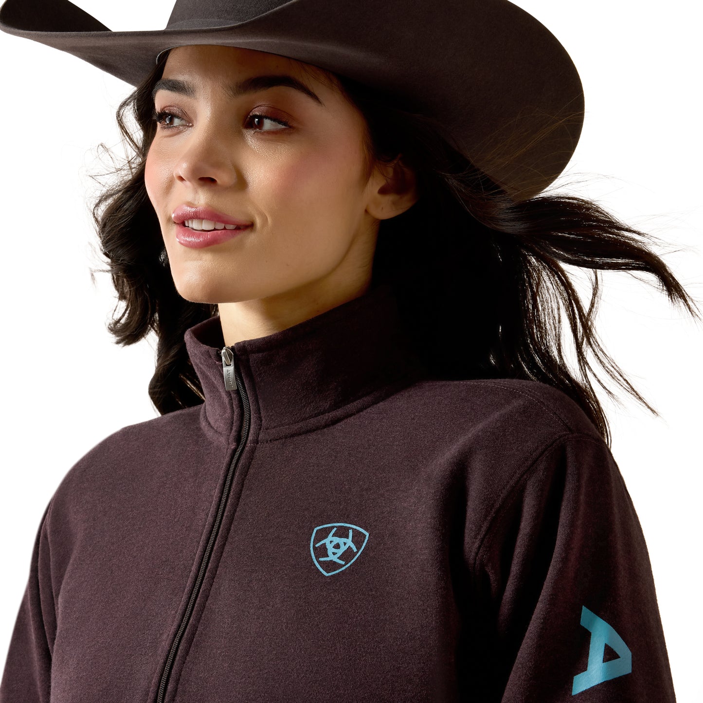 Ariat Ladies Foundation Logo Chocolate Plum Heather 1/2 Zip Sweatshirt 10079669
