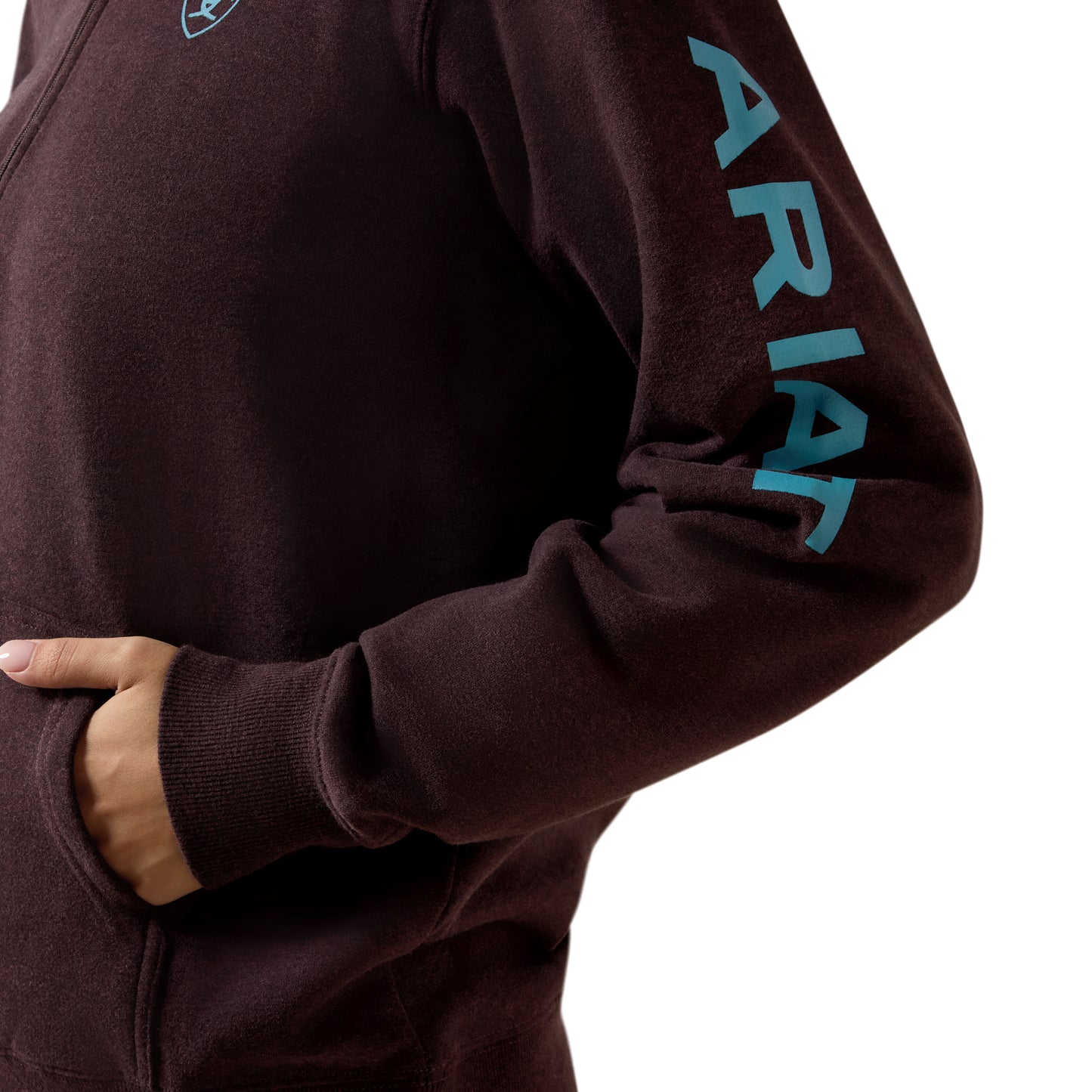 Ariat Ladies Foundation Logo Chocolate Plum Heather 1/2 Zip Sweatshirt 10079669