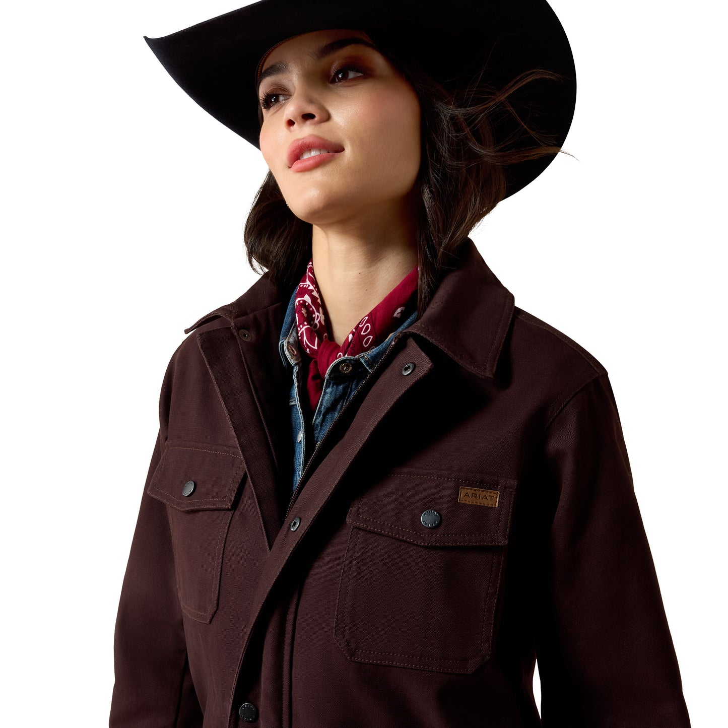 Ariat Ladies Western Canvas Chore Chocolate Plum Jacket 10079670