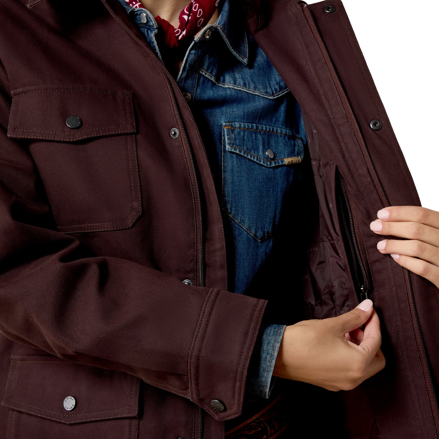 Ariat Ladies Western Canvas Chore Chocolate Plum Jacket 10079670