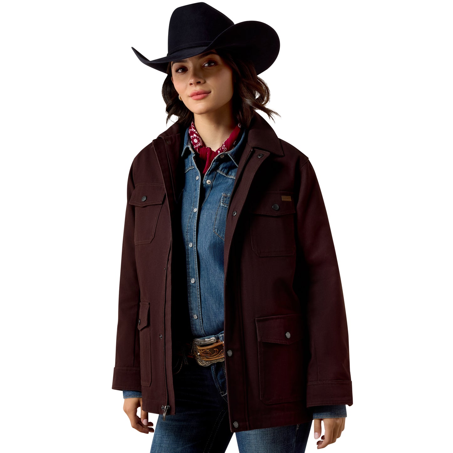 Ariat Ladies Western Canvas Chore Chocolate Plum Jacket 10079670