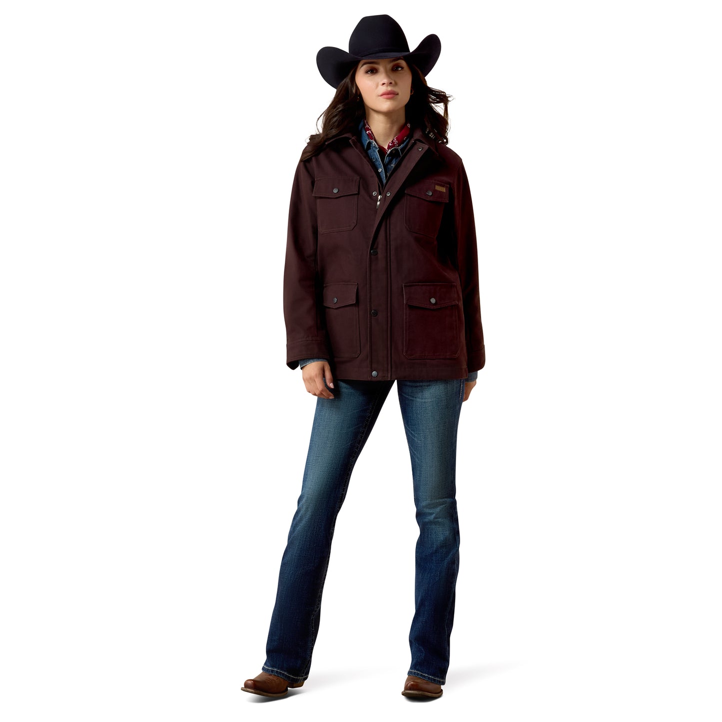 Ariat Ladies Western Canvas Chore Chocolate Plum Jacket 10079670