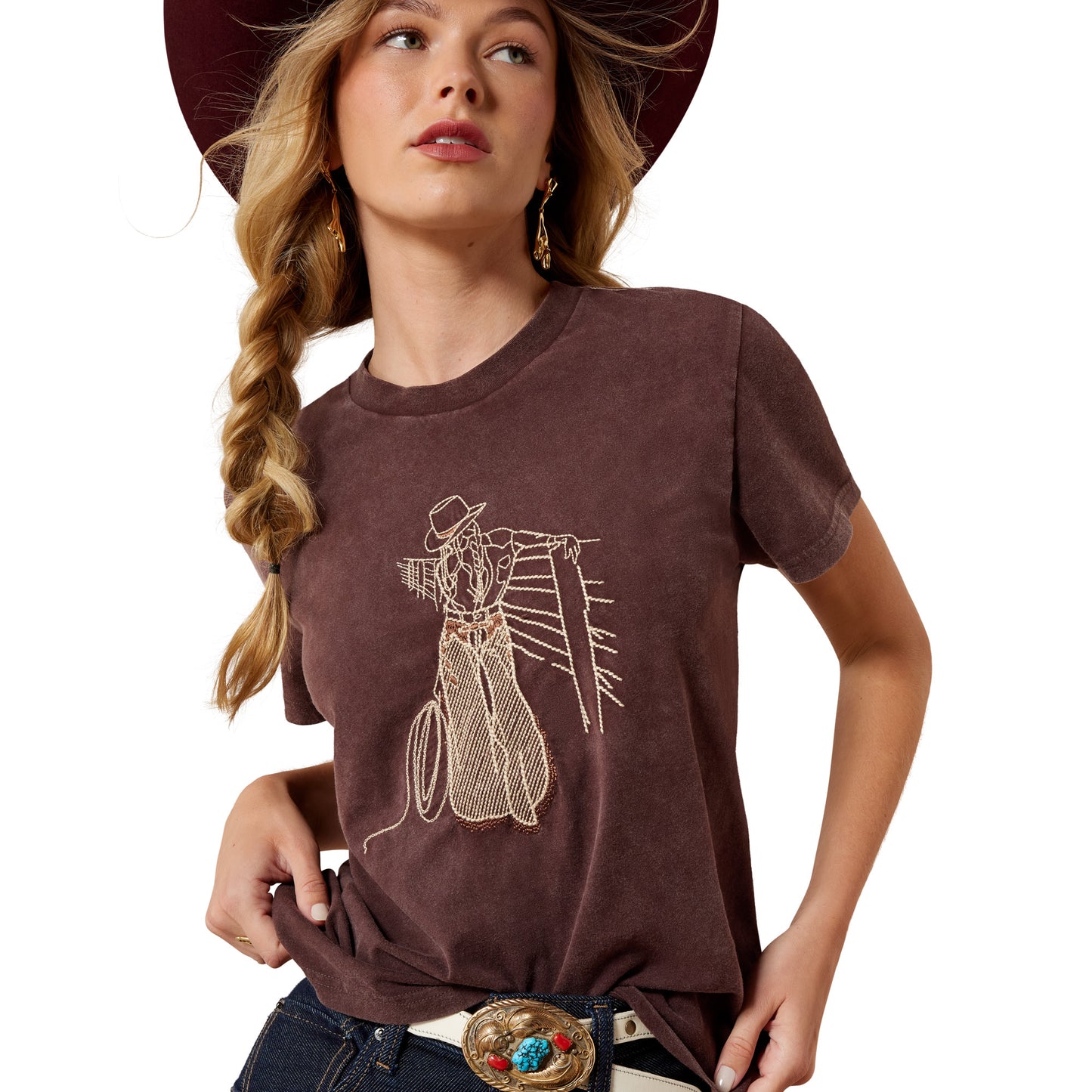 Ariat Ladies Rebel With A Cause Chocolate Plum T-Shirt 10079672