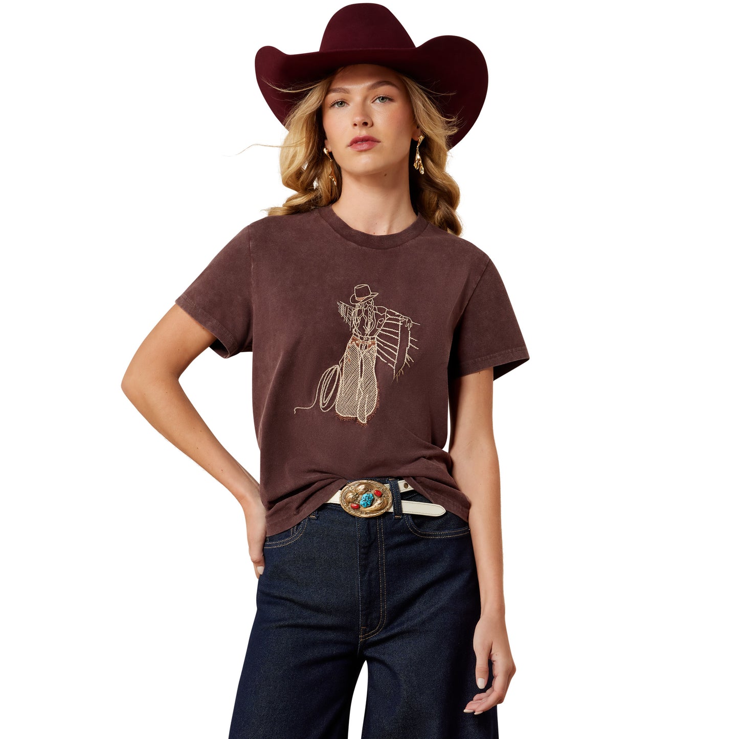 Ariat Ladies Rebel With A Cause Chocolate Plum T-Shirt 10079672