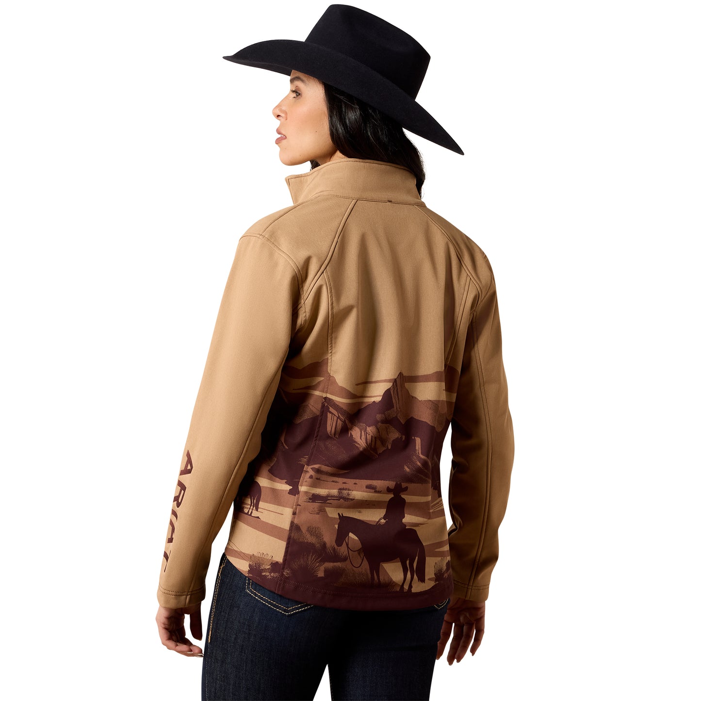 Ariat Ladies Logo Lone Ranger Print Brown Softshell Jacket 10079881