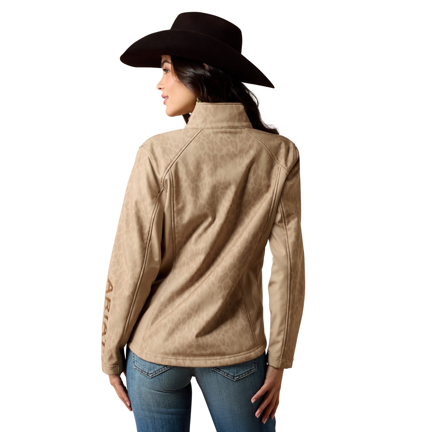 Ariat Ladies Logo Faded Leopard Print Beige Softshell Jacket 10079888