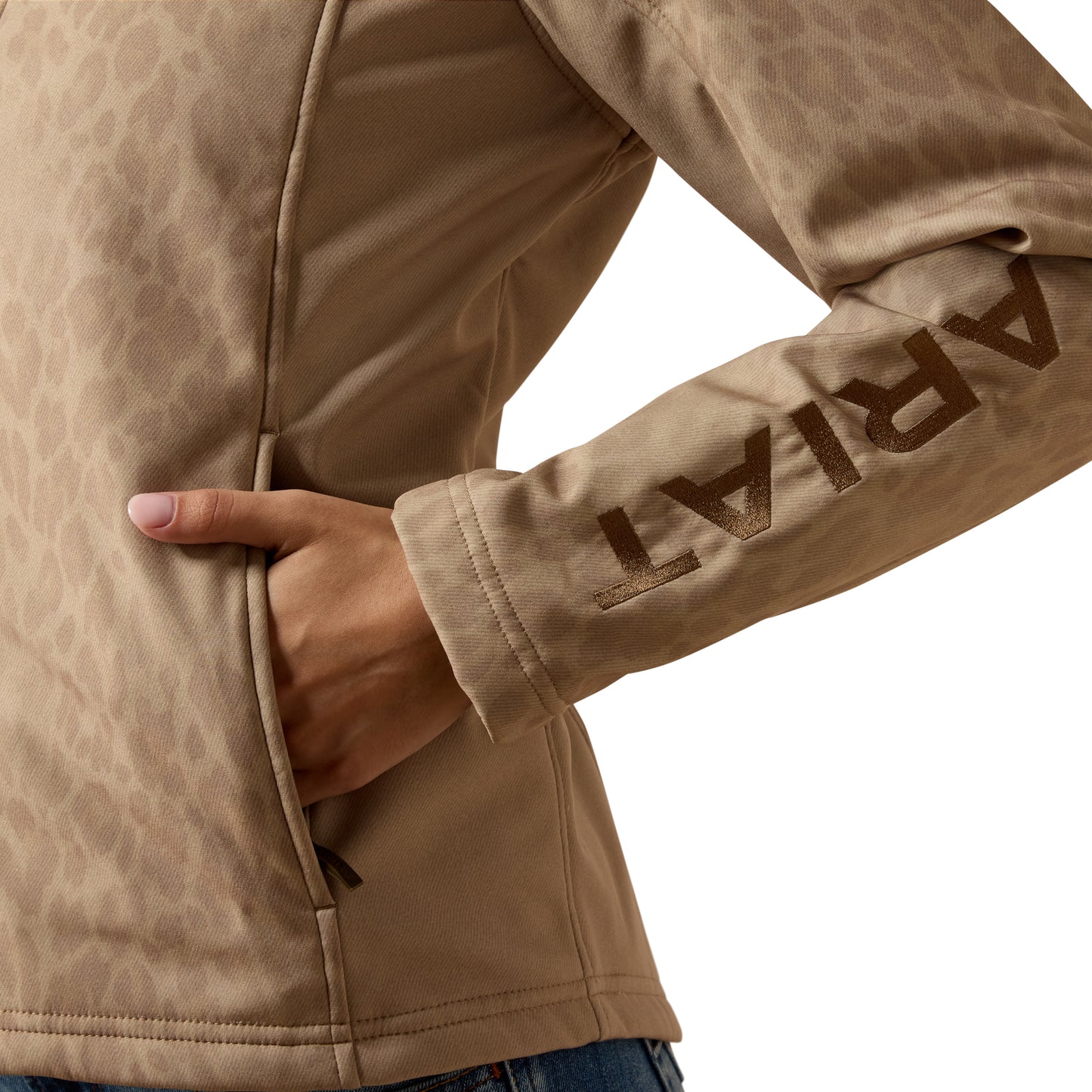 Ariat Ladies Logo Faded Leopard Print Beige Softshell Jacket 10079888
