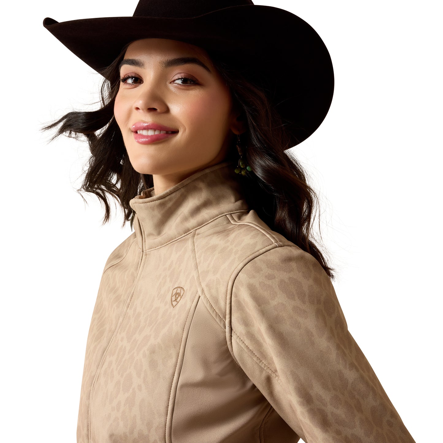 Ariat Ladies Logo Faded Leopard Print Beige Softshell Jacket 10079888