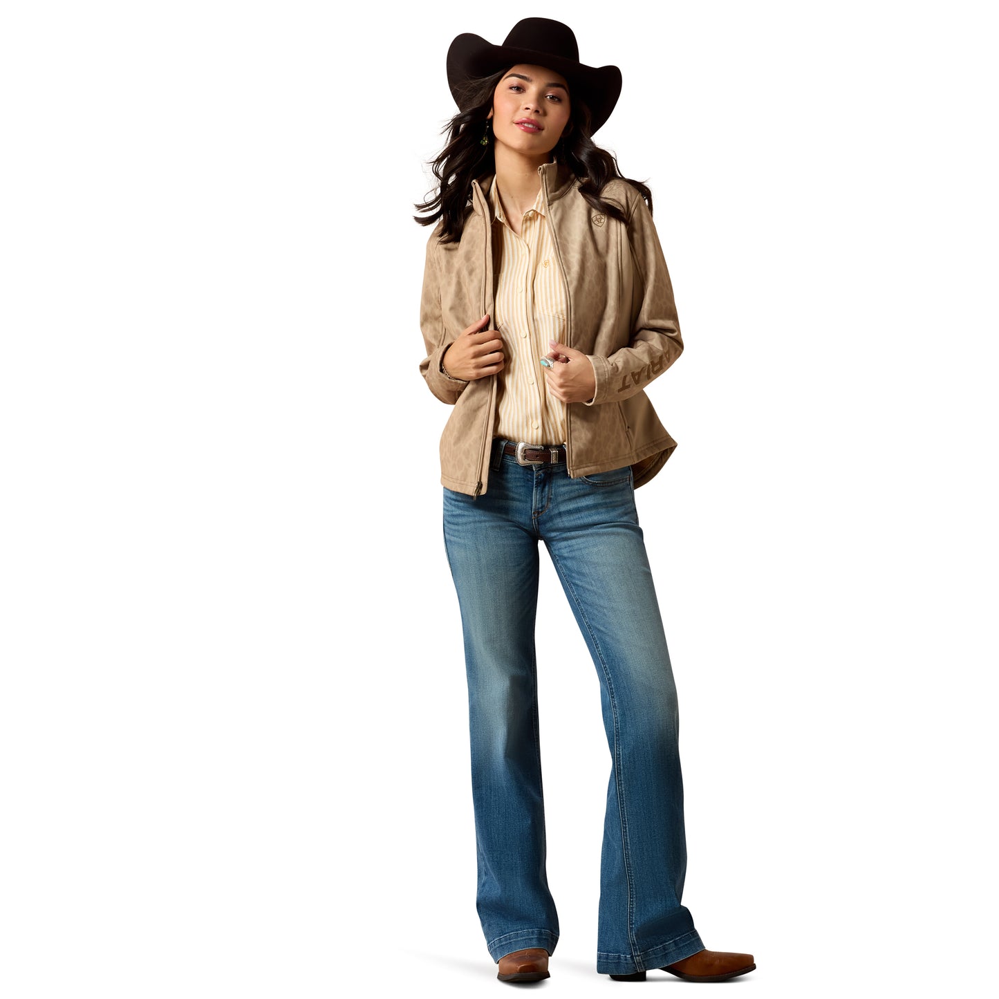 Ariat Ladies Logo Faded Leopard Print Beige Softshell Jacket 10079888
