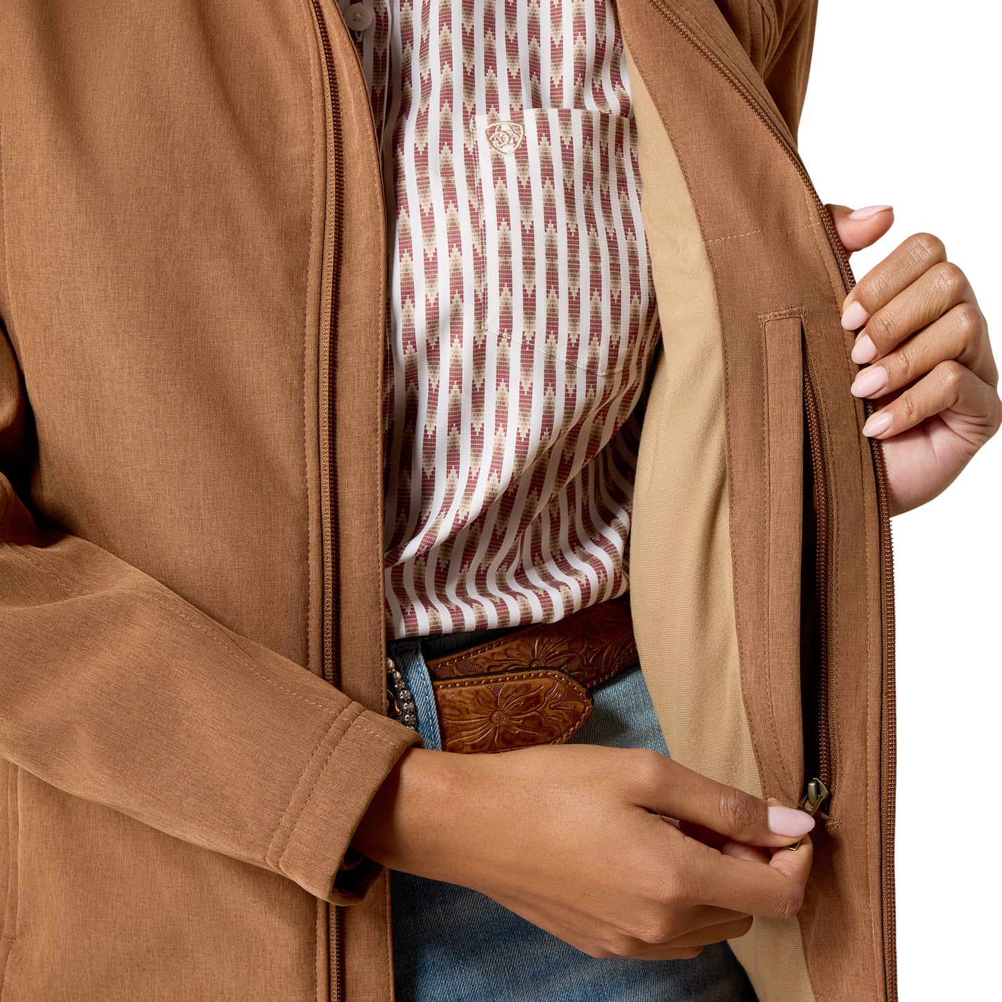 Ariat Ladies Logo Dachshun Heather Beige Softshell Jacket 10079891