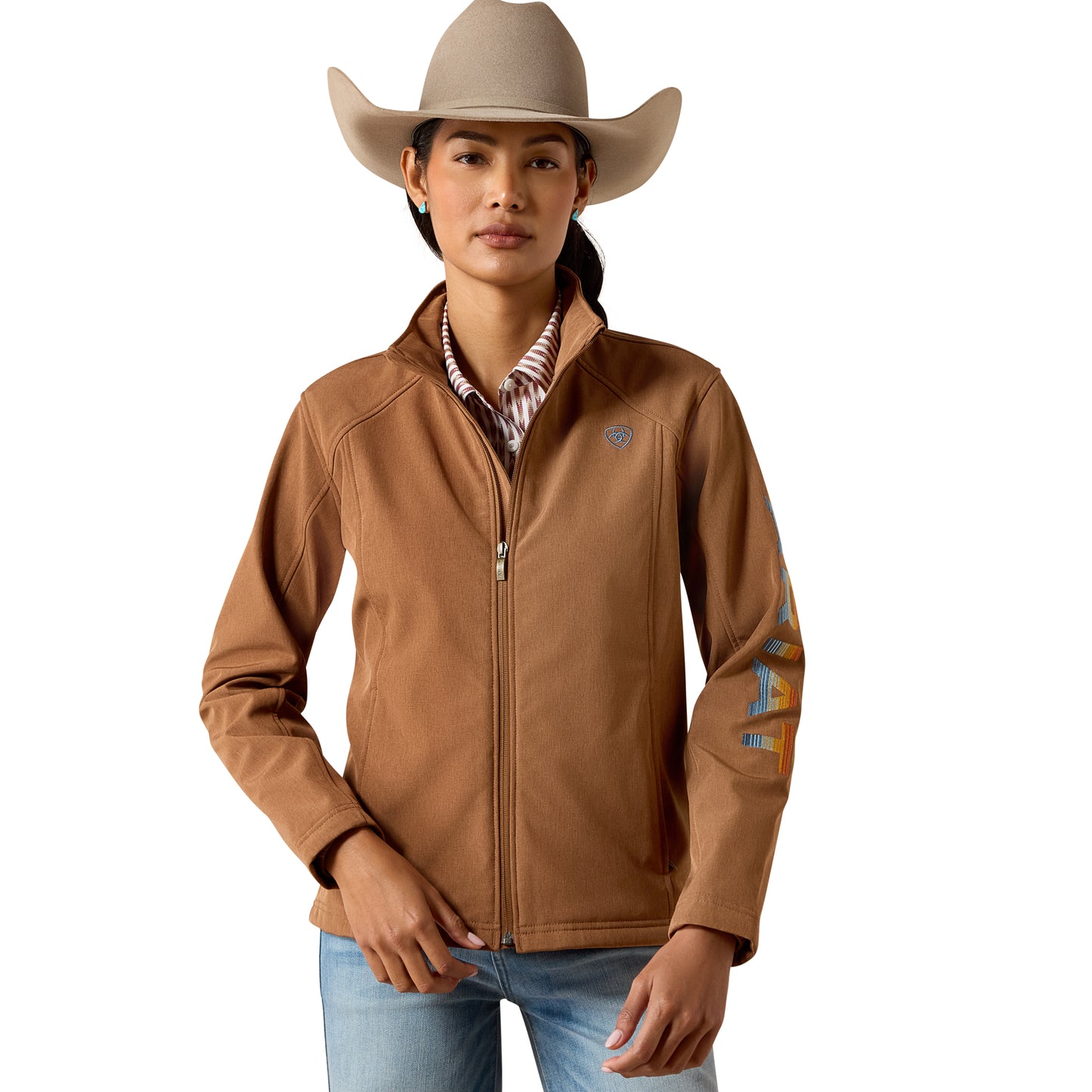 Ariat Ladies Logo Dachshun Heather Beige Softshell Jacket 10079891