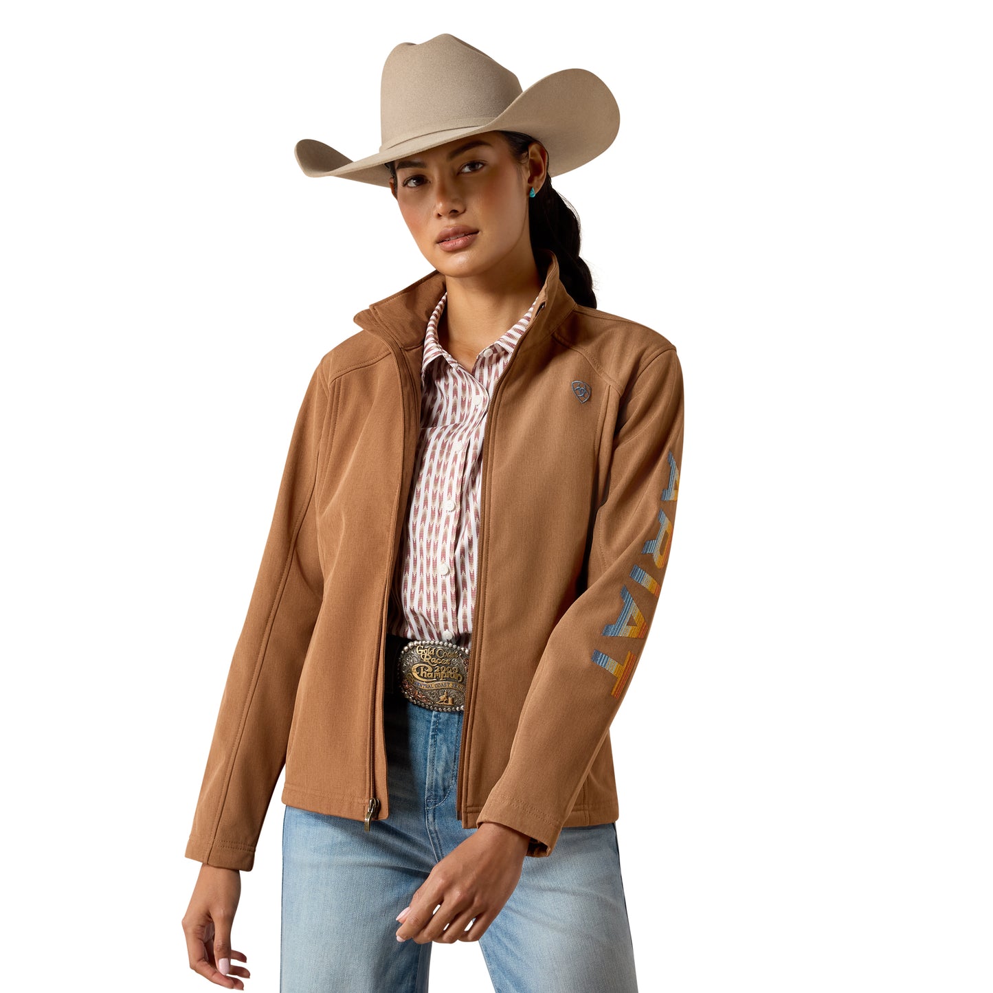 Ariat Ladies Logo Dachshun Heather Beige Softshell Jacket 10079891