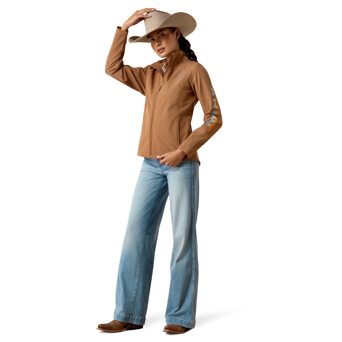 Ariat Ladies Logo Dachshun Heather Beige Softshell Jacket 10079891