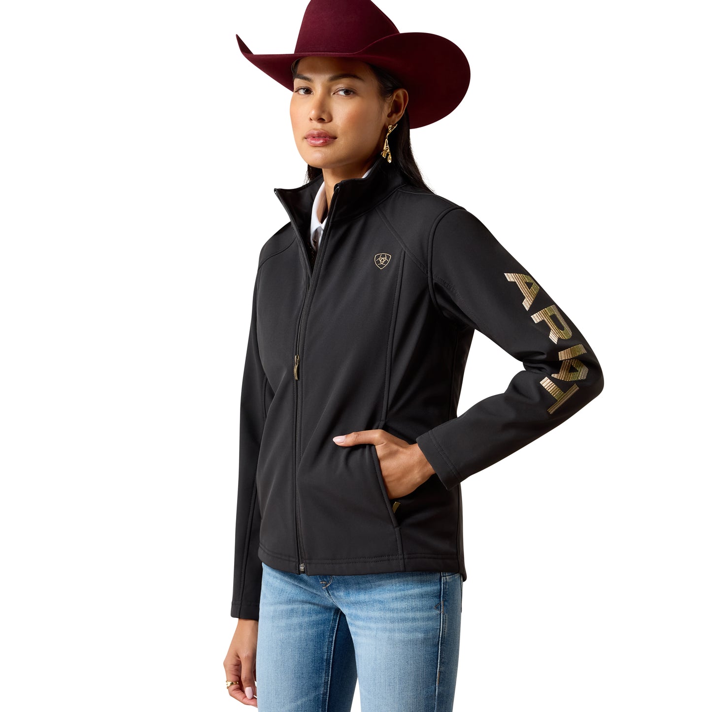 Ariat Ladies Logo Stonewall Black Softshell Jacket 10079893