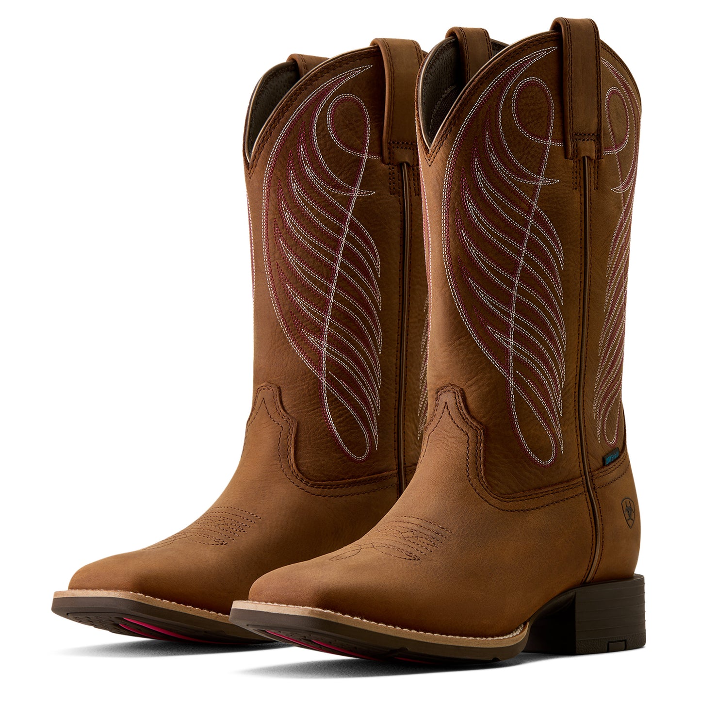 Ariat Ladies Round Up Waterproof  Reliable Brown Wide Square Toe Boot 10080420