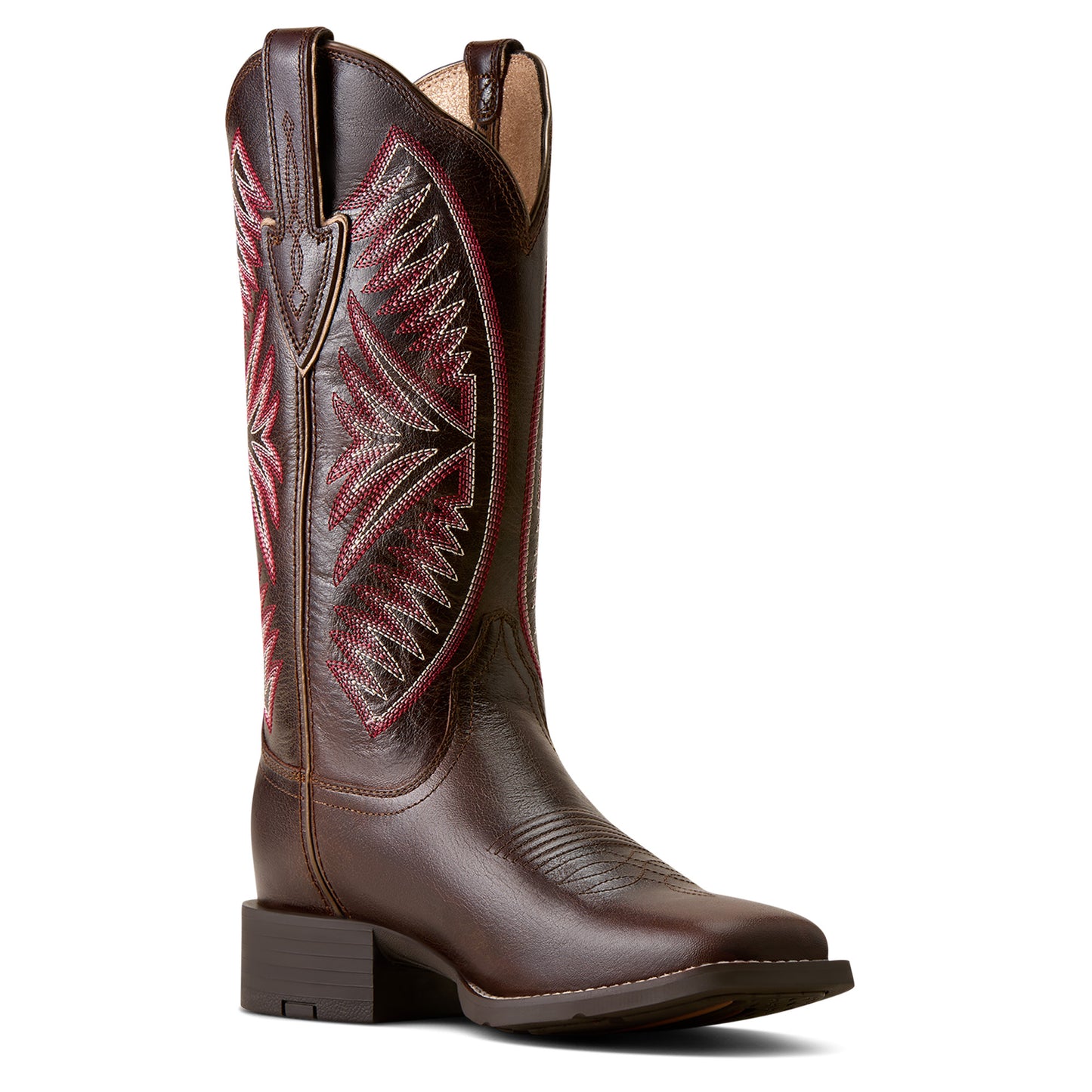 Ariat Ladies Round Up Ruidoso Arizona Brown Wide Square Toe Western Boot 10080434