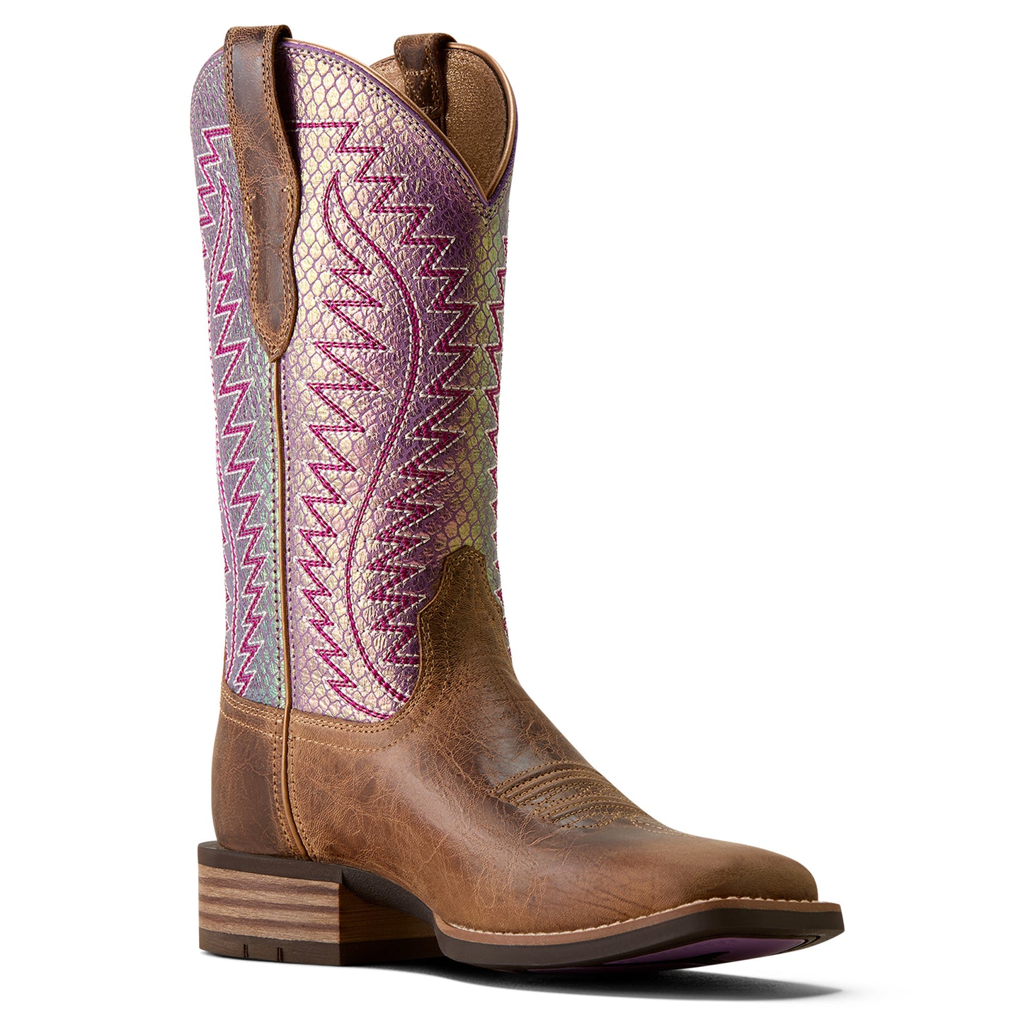 Ariat Ladies Monte Vista Autumn Tan Wide Square Toe Western Boot 10080465