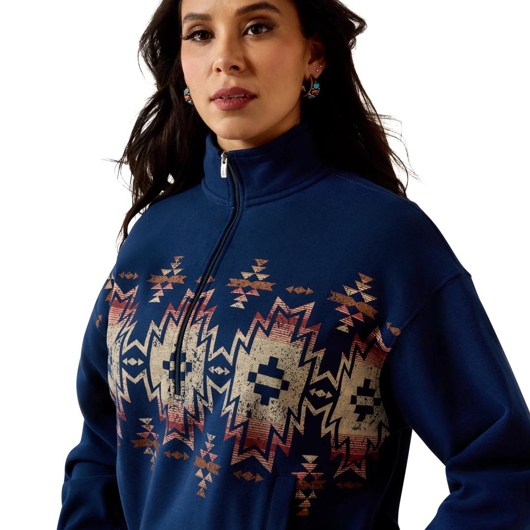 Ariat Ladies Fern Pageant Blue 1/2 Zip Sweatshirt 10080580 detail01