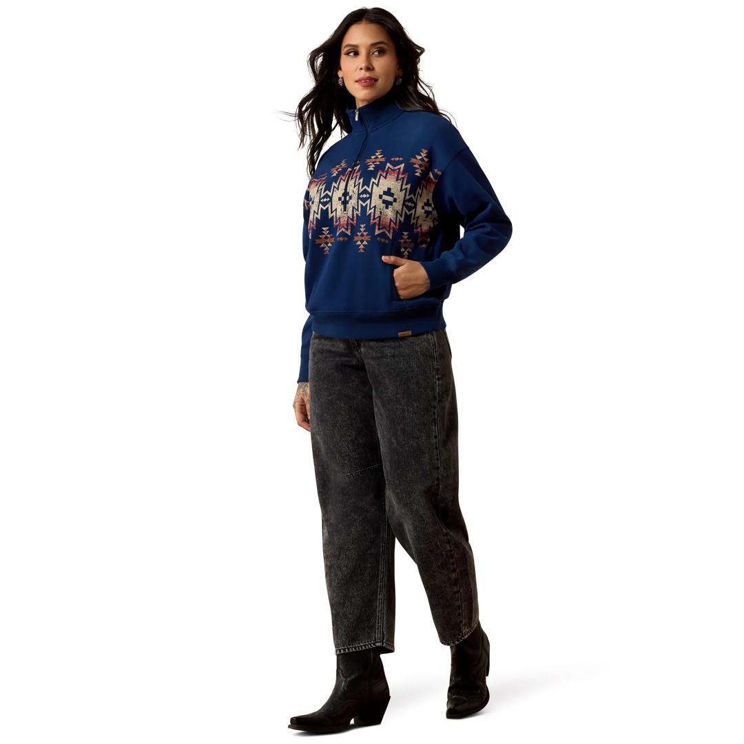 Ariat Ladies Fern Pageant Blue 1/2 Zip Sweatshirt 10080580 full