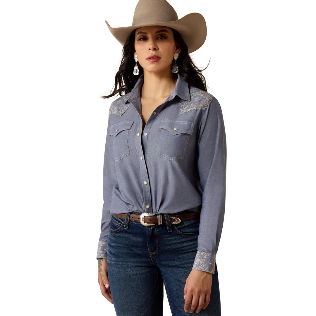 Ariat Ladies Lisbon Southwest Riverstone Western Snap Button Down 10080599 front