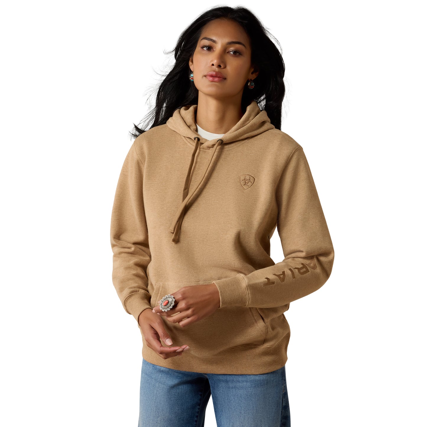 Ariat Ladies Logo 2.0 Khaki Heather Hoodie 10080603