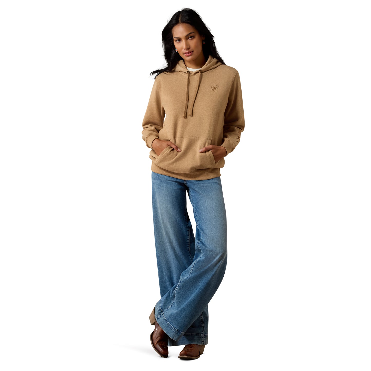 Ariat Ladies Logo 2.0 Khaki Heather Hoodie 10080603