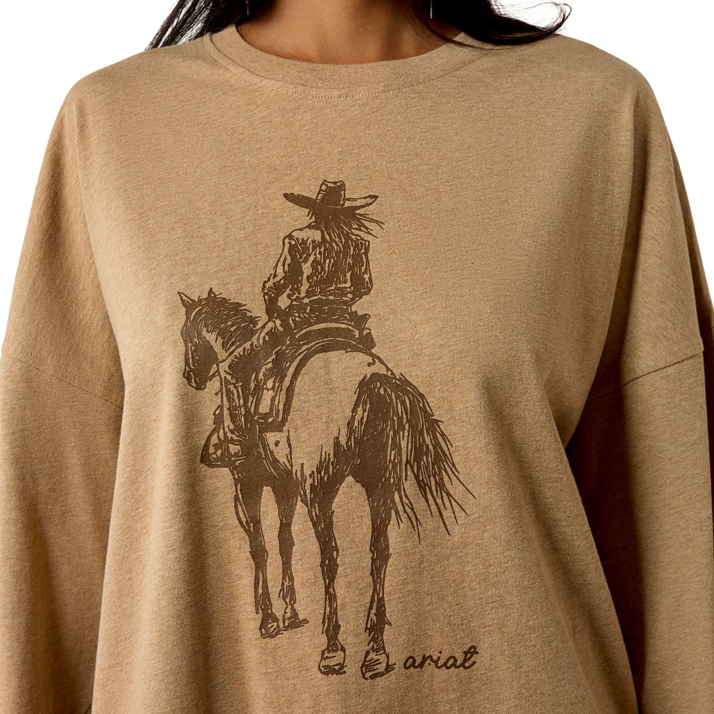 Ariat Ladies Khaki Heather Canvas Oversized T-Shirt 10080604