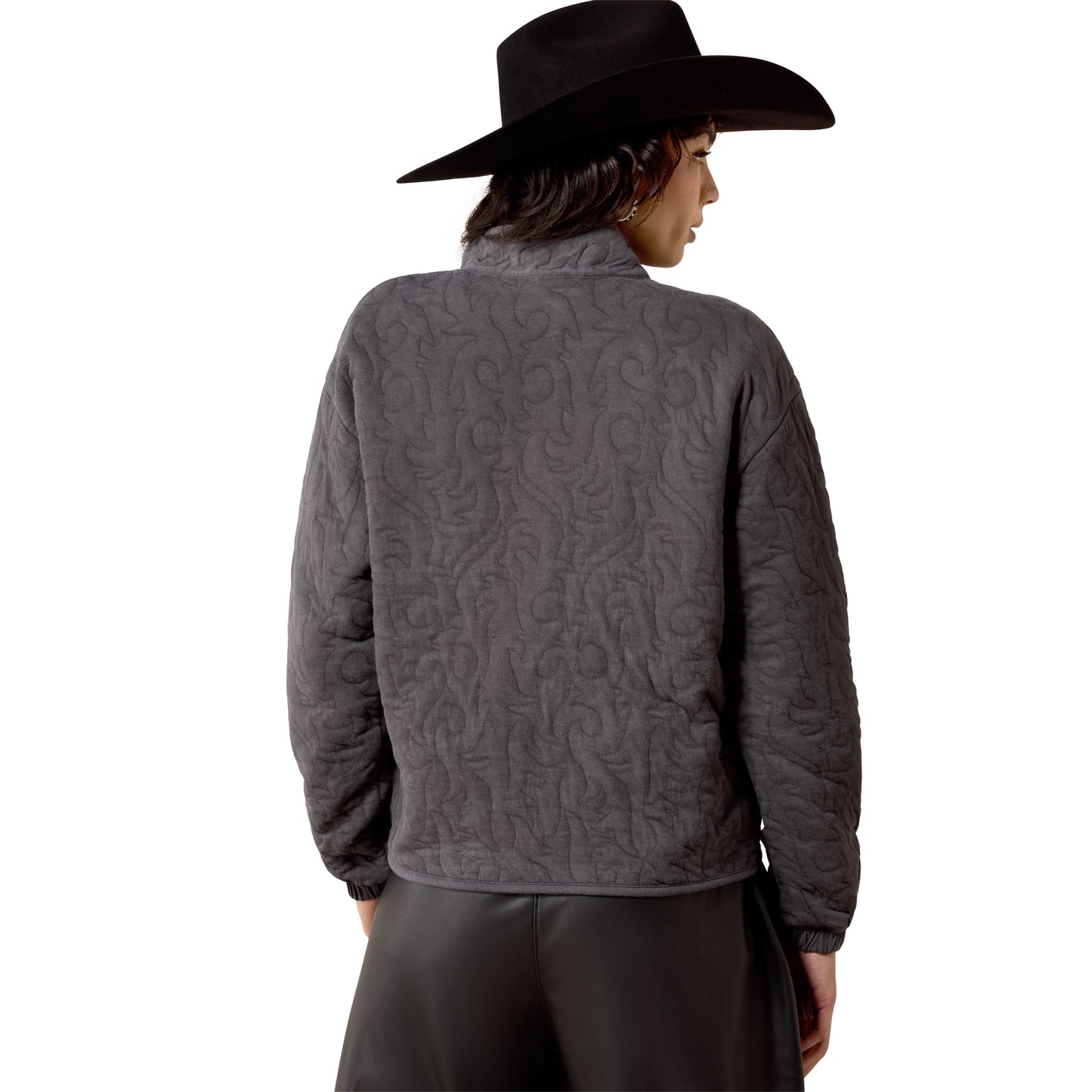 Ariat Ladies Grey Acid Wash Boot Stitch 1/2 Zip Pullover 10080613