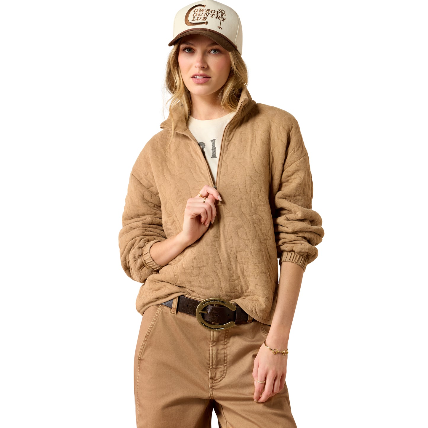 Ariat Ladies Tiger's Eye Boot Stitch 1/2 Zip Pullover 10080634