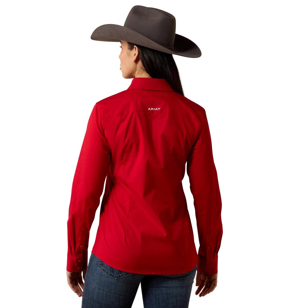 Ariat Ladies Savvy Red Kirby Stretch Button Down 10080644 back